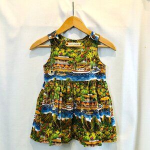 Vintage 90s Reyn Spooner Guy Buffet Collection Gary's Island Print Girls' Dress